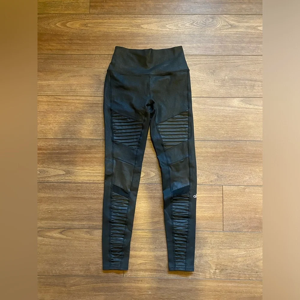 Alo Yoga High Waist Leather Moto Leggings - Picture 5 of 11